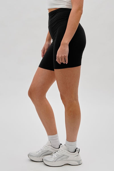 Mikk High-Waisted Biker Shorts - Black - Womens Shorts & Capris - Fairweather