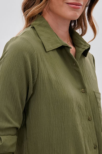 Stylexchange Vintage Classic Button Down Shirt - Olive - Womens Shirts & Blouses - Fairweather