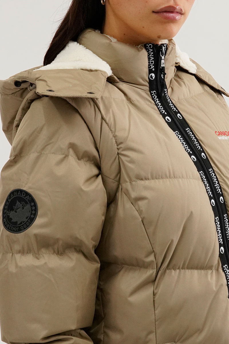 Canada Weather Gear Zip Off Sleeve Parka Jacket - Beige - Womens Parka Jackets - Fairweather