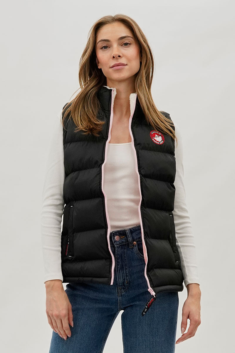 Gilet matelassé Canada Weather Gear à col doublé polaire – Noir