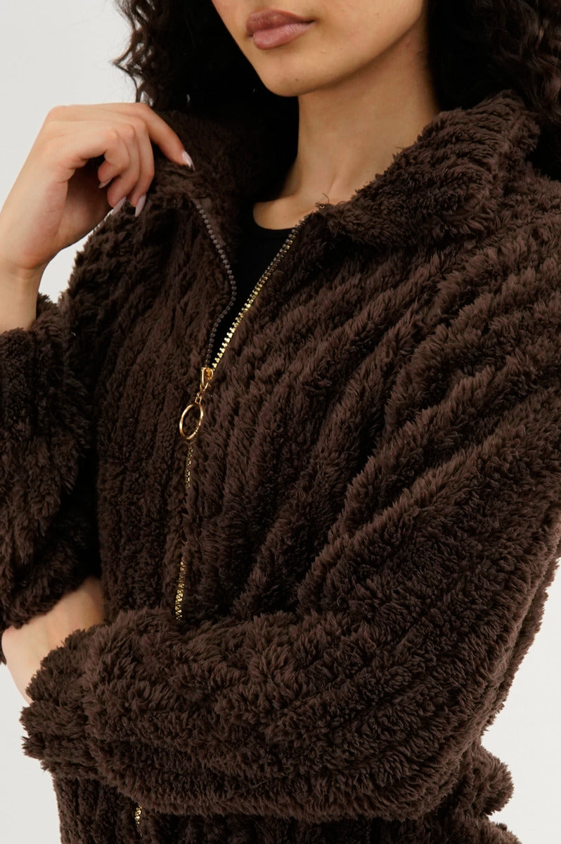 Veste légère zippée en peluche Fahrenheit - Marron