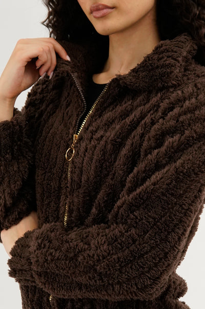 Veste légère zippée en peluche Fahrenheit - Marron
