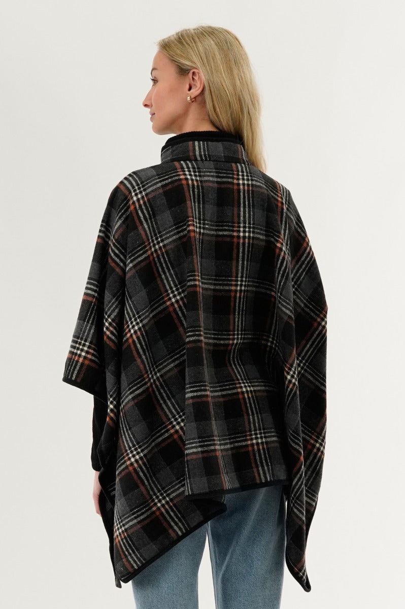 Canada Weather Gear Plaid Poncho - Black - Womens Ponchos - Fairweather