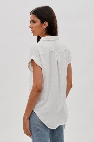 Stylexchange Vintage Short Sleeve Button Down Shirt - White - Womens Shirts & Blouses - Fairweather