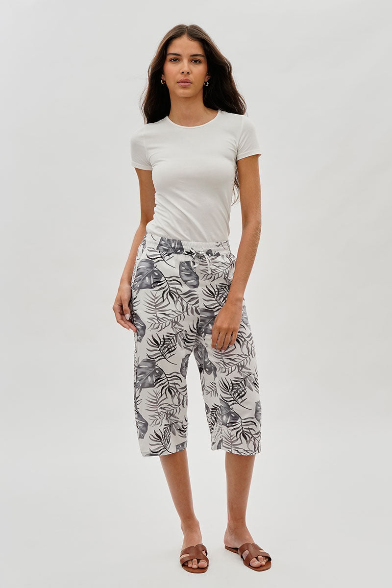 International INC Company Leaf Print Cropped Pants - White - Womens Pants - Fairweather