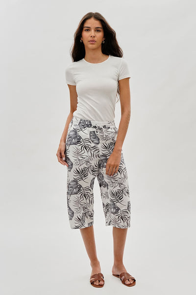 International INC Company Leaf Print Cropped Pants - White - Womens Pants - Fairweather