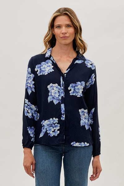 Beechers Brook Floral Button Down Blouse - Navy - Womens Shirts & Blouses - Fairweather