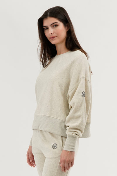Fahrenheit Drop Shoulder Crewneck Sweatshirt - Beige - Womens Hoodies & Sweatshirts - Fairweather