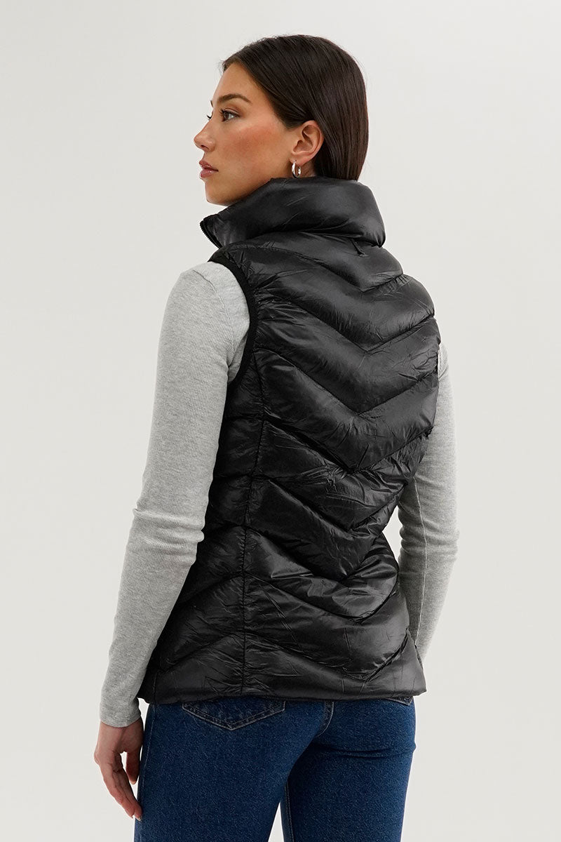 Canada Weather Gear Chevron Bubble Vest - Black - Womens Vests - Fairweather
