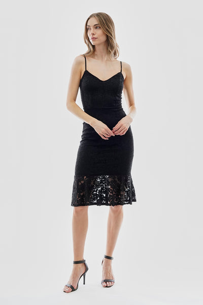 Costa Blanca Floral Lace Flounce Hem Cocktail Dress - Black - Womens Cocktail Dresses - Fairweather