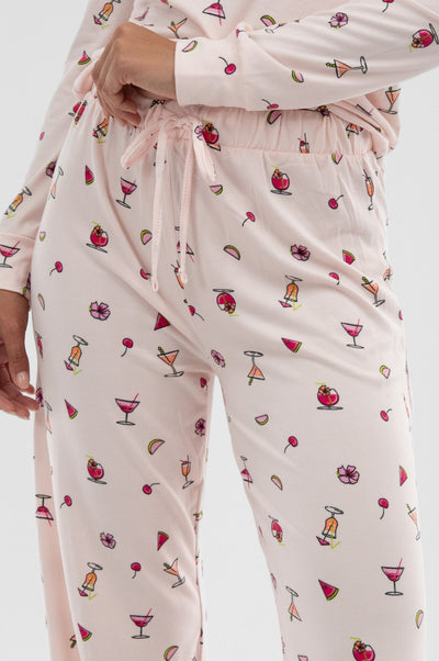 Canada Weather Gear Drink Print Wide Leg Pajama Pants - Blush - Womens Pajamas - Fairweather