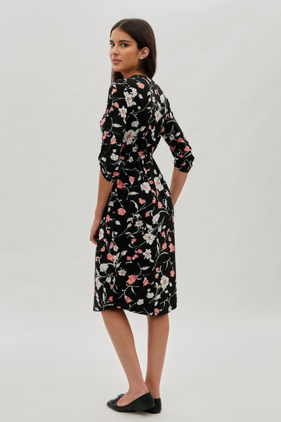 International INC Company Floral Front Zip Midi Dress - Black - Womens Midi Dresses - Fairweather