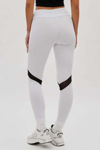 Super Triple Goose Mesh Detail Leggings - White - Womens Leggings - Fairweather