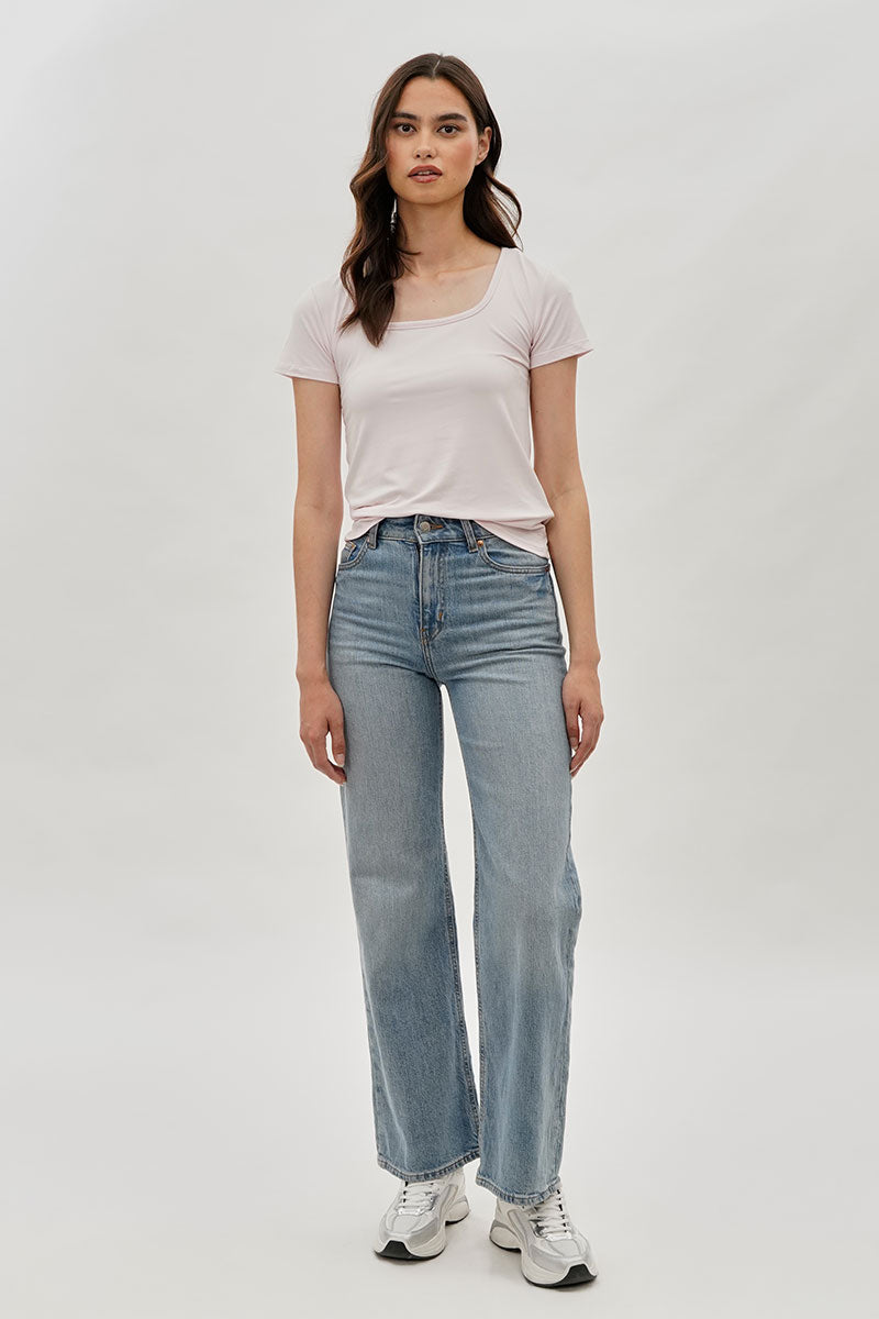 Costa Blanca Square Neck Tee - Blush - Womens Tees & Tank Tops - Fairweather