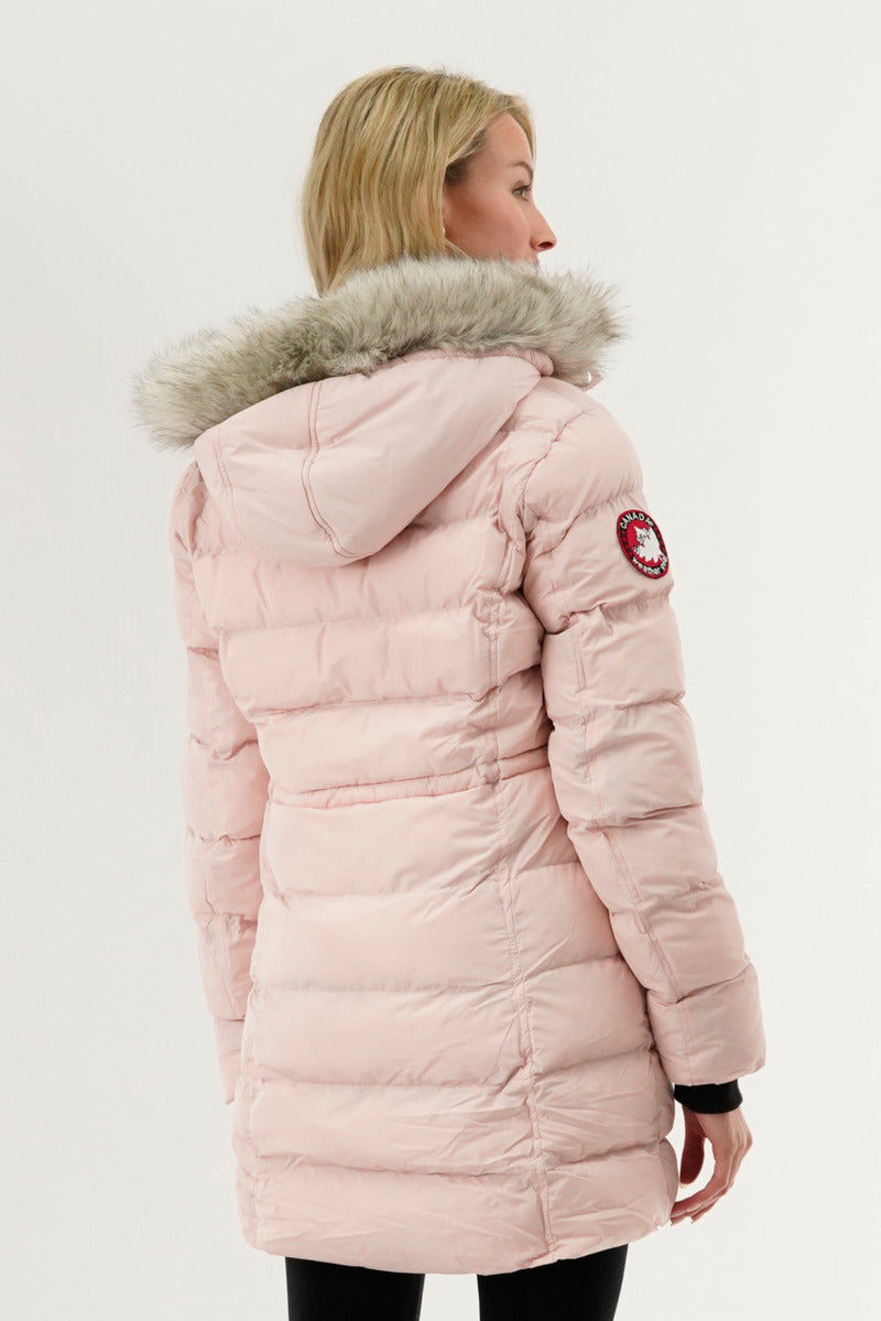 Canada Weather Gear Tie Waist Puffer Parka Jacket - Pink - Womens Parka Jackets - Fairweather