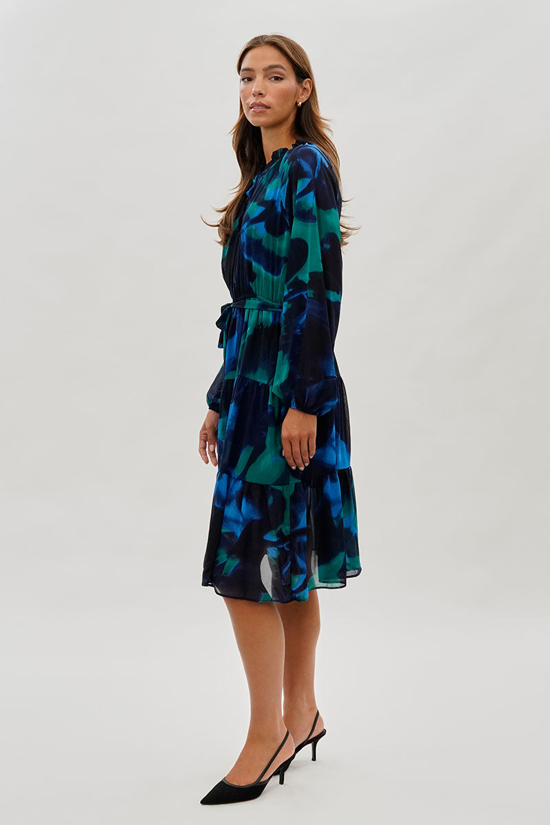 Costa Blanca Long Sleeve Belted Midi Dress - Navy - Womens Midi Dresses - Fairweather