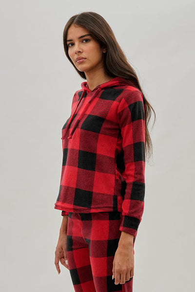 Canada Weather Gear Plaid Hooded Pajama Top - Red - Womens Pajamas - Fairweather