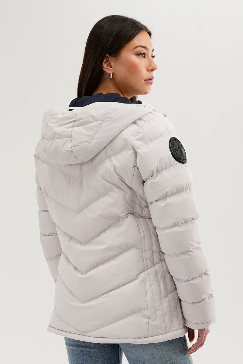 Canada Weather Gear Chevron Quilted Bomber Jacket - White - Womens Bomber Jackets - Fairweather