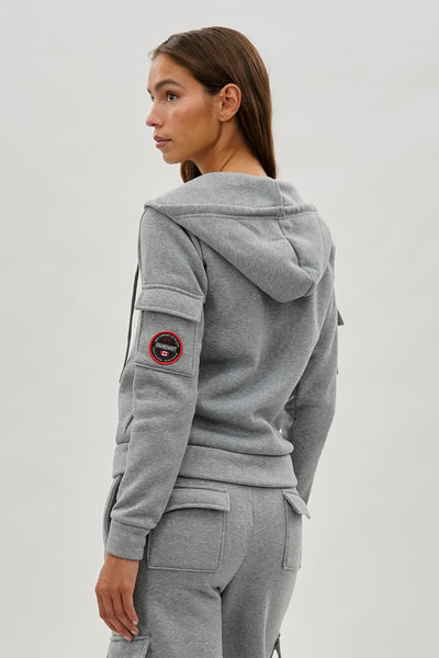 Fahrenheit Zip Up Utility Pocket Hoodie - Grey