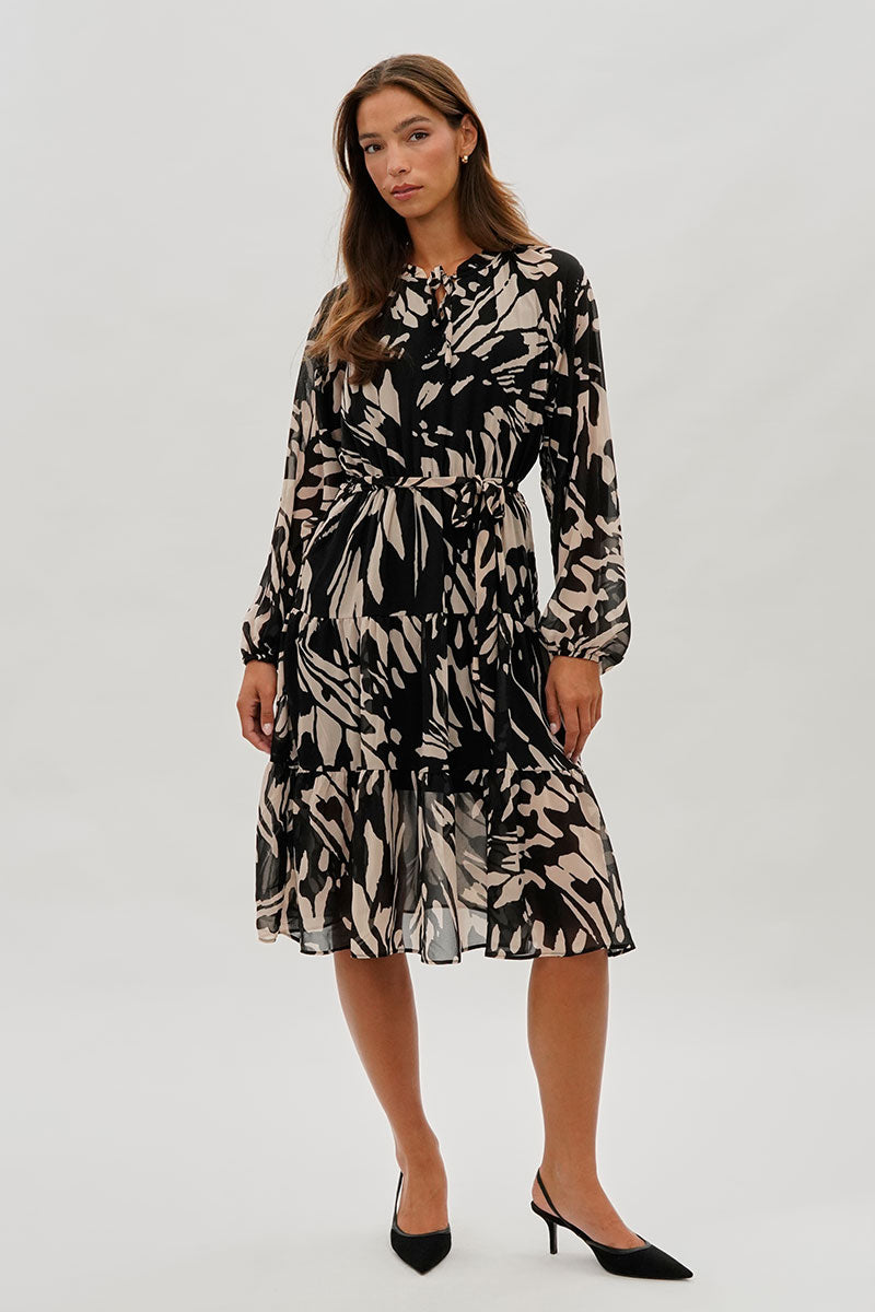black midi dresses with long sleeves Black Long Sleeve Wrap Midi Dress – AX Paris main image 0
