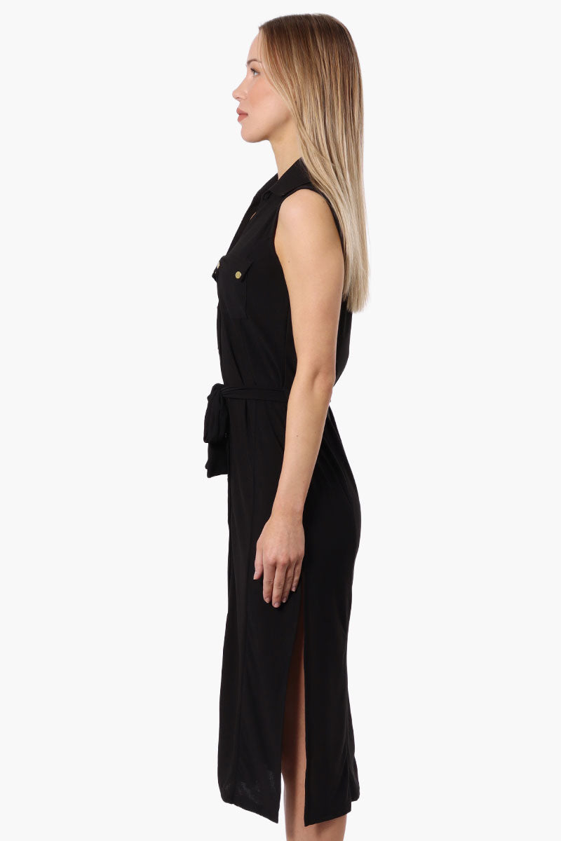 Button Down Belted Maxi Dress