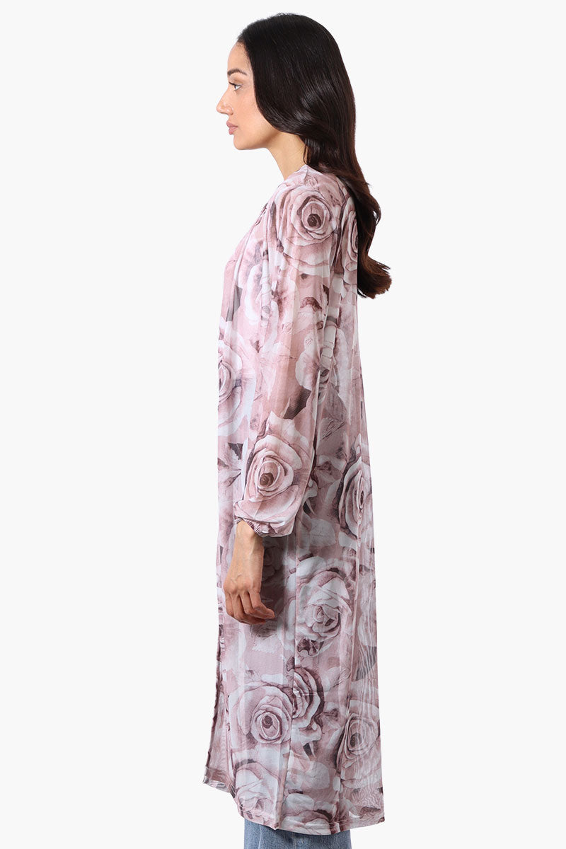 sheer cardigans for dresses Floral Long Sleeve Sheer Duster Cardigan