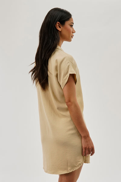 Stylexchange Vintage Button Up Short Sleeve Day Dress - Beige - Womens Day Dresses - Fairweather