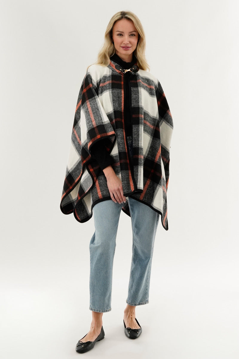 Canada Weather Gear Plaid Poncho - Black - Womens Ponchos - Fairweather