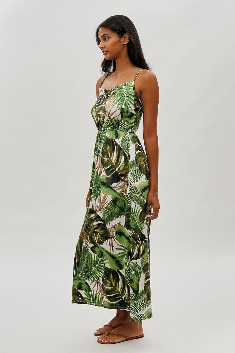 International INC Company Leaf Print Keyhole Maxi Dress - Green - Womens Maxi Dresses - Fairweather