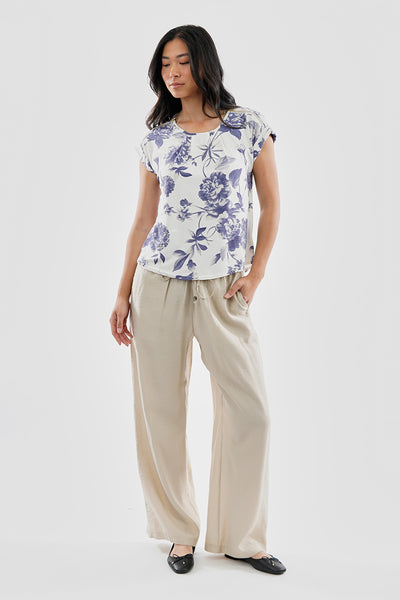 Beechers Brook Floral Zipper Shoulder Detail Blouse - White - Womens Shirts & Blouses - Fairweather