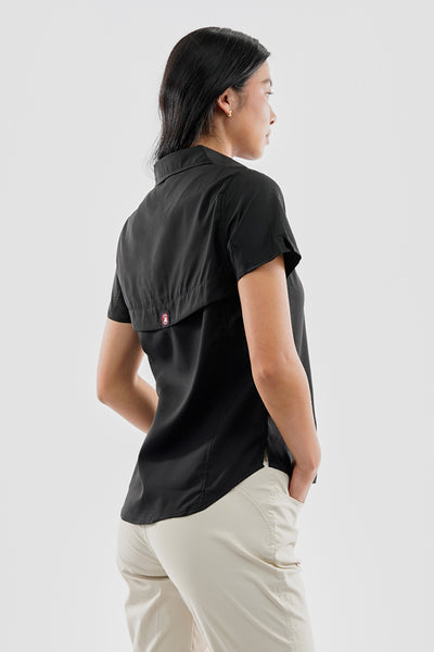 Canada Weather Gear Solid Short Sleeve Button Up Shirt - Black - Womens Shirts & Blouses - Fairweather