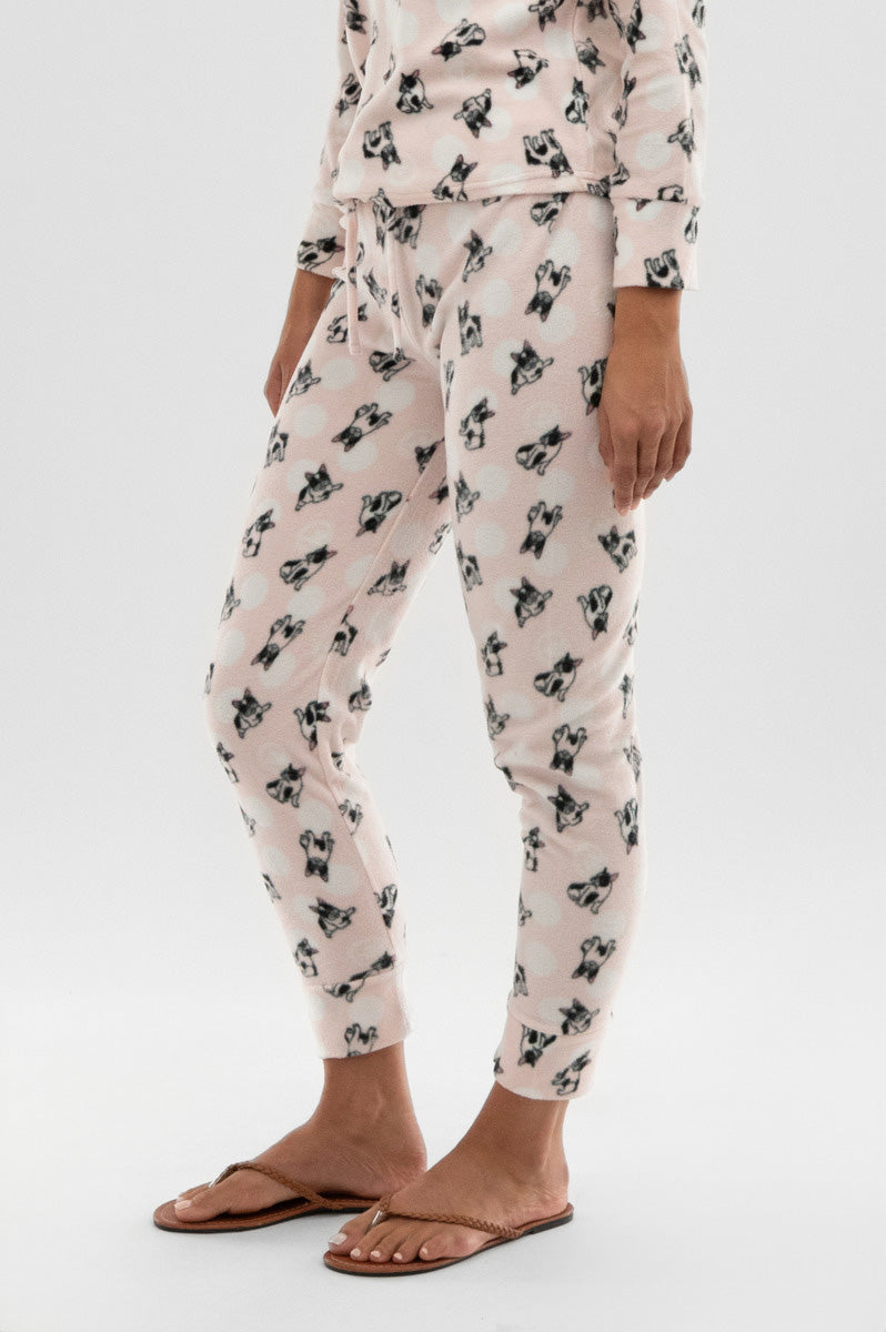 Canada Weather Gear Dog Print Wide Leg Pajama Pants - Blush - Womens Pajamas - Fairweather