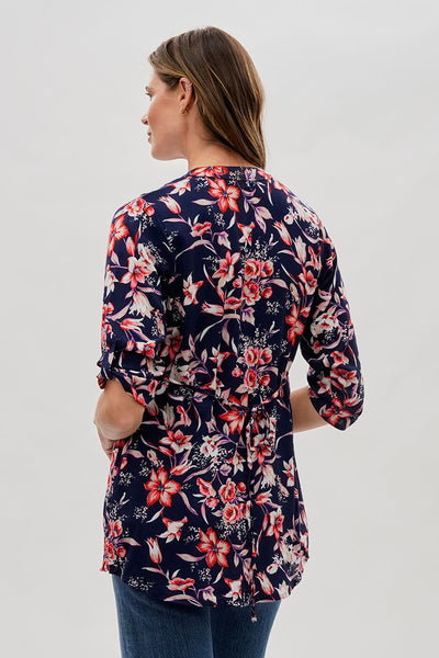 International INC Company Floral Back Tie Blouse - Navy - Womens Shirts & Blouses - Fairweather
