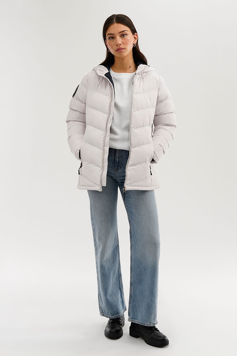 Canada Weather Gear Chevron Quilted Bomber Jacket - White - Womens Bomber Jackets - Fairweather