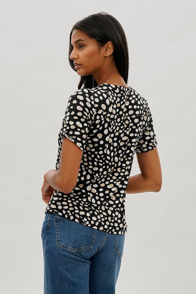 International INC Company Patterned Short Sleeve Blouse - Black - Womens Shirts & Blouses - Fairweather