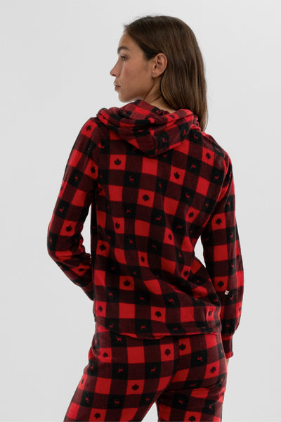 Canada Weather Gear Plaid Hooded Pajama Top - Red - Womens Pajamas - Fairweather