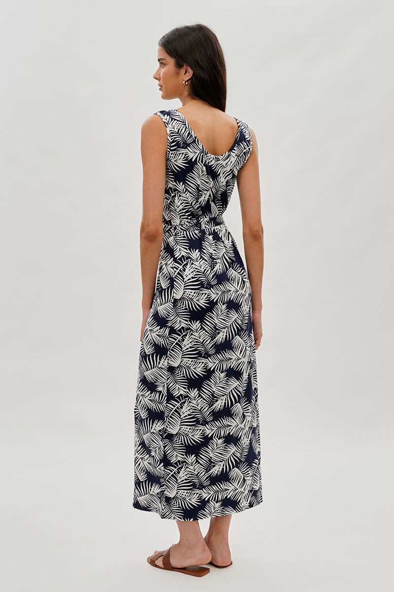 International INC Company Leaf Print Maxi Dress - Navy - Womens Maxi Dresses - Fairweather