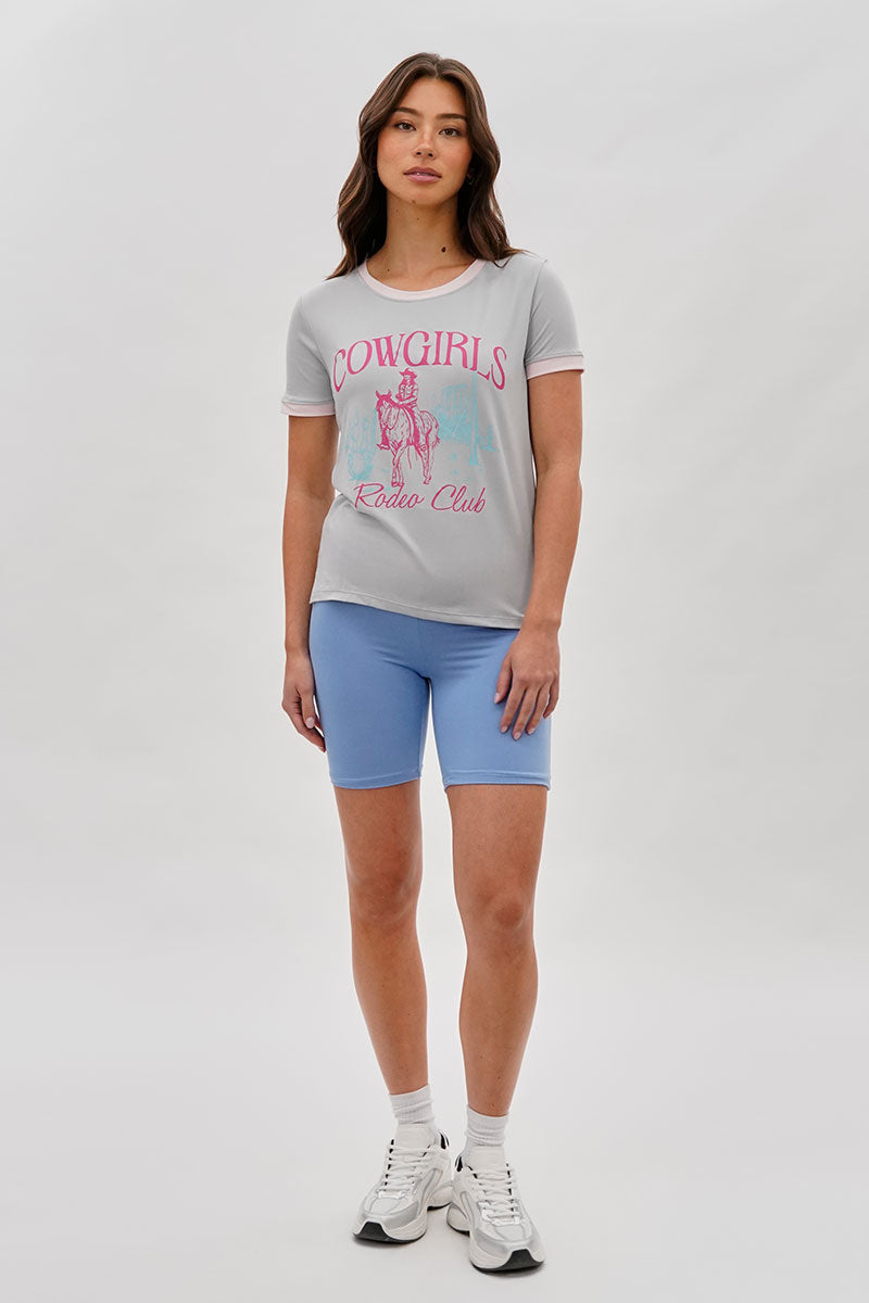 Stylexchange Vintage Cowgirl Graphic Ringer Tee - Grey - Womens Tees & Tank Tops - Fairweather
