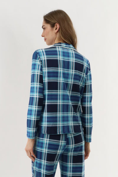 Canada Weather Gear Long Sleeve Button Up Pajama Top - Blue - Womens Pajamas - Fairweather