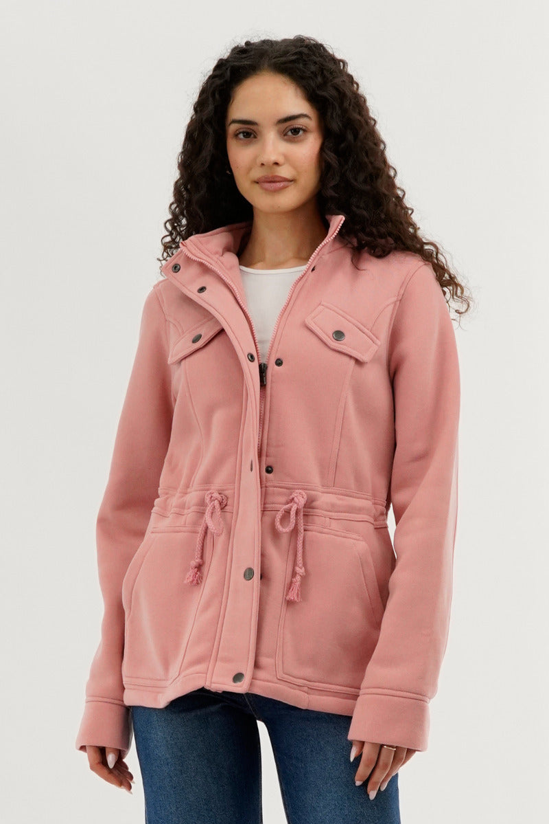 New Look Fleece Utility Pocket Lightweight Jacket - Pink