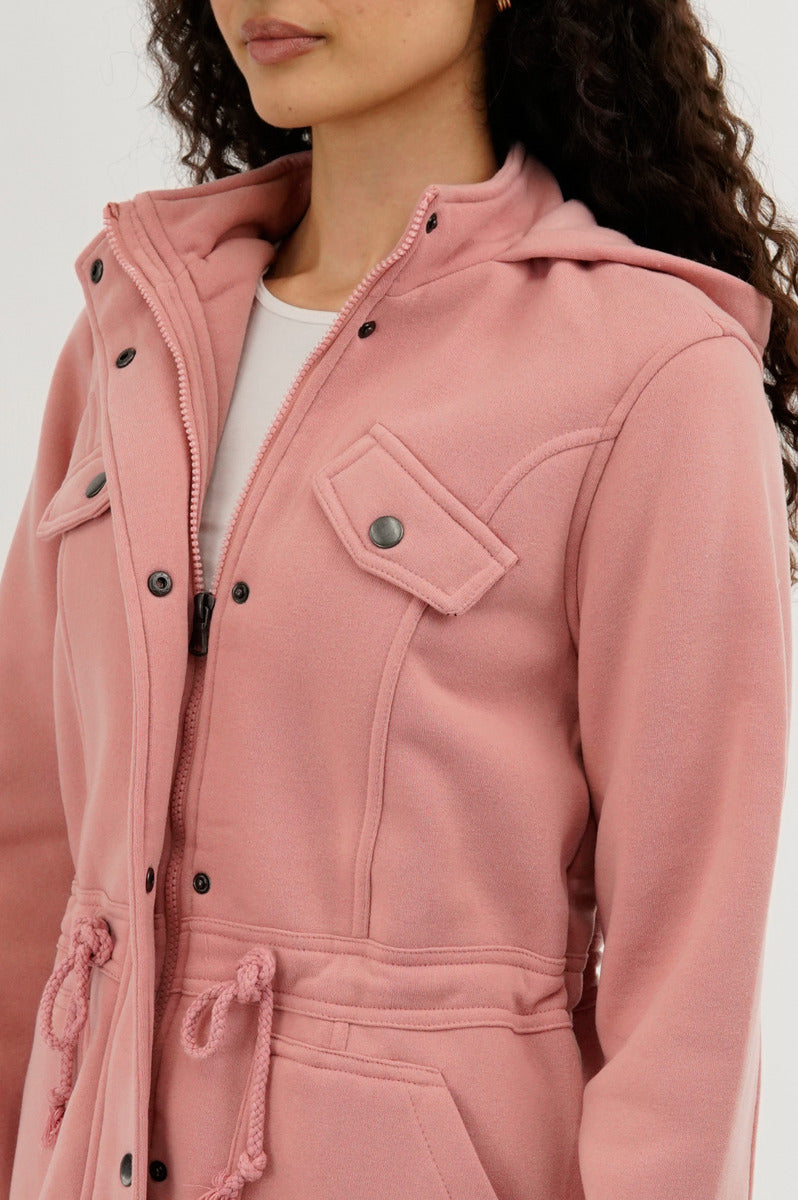 New Look Fleece Utility Pocket Lightweight Jacket - Pink