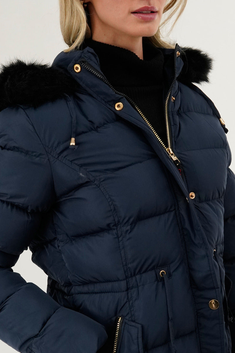 Canada Weather Gear Tie Waist Puffer Parka Jacket - Navy - Womens Parka Jackets - Fairweather