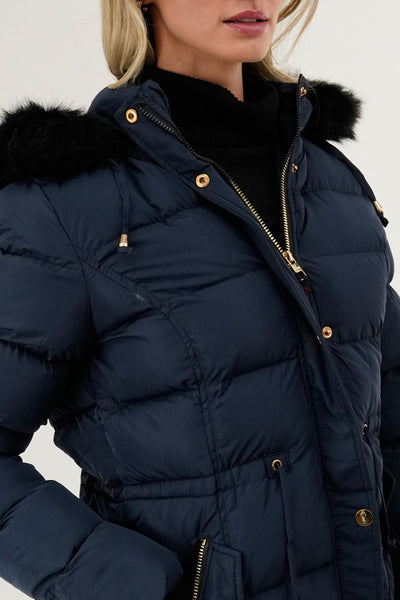 Canada Weather Gear Tie Waist Puffer Parka Jacket - Navy - Womens Parka Jackets - Fairweather