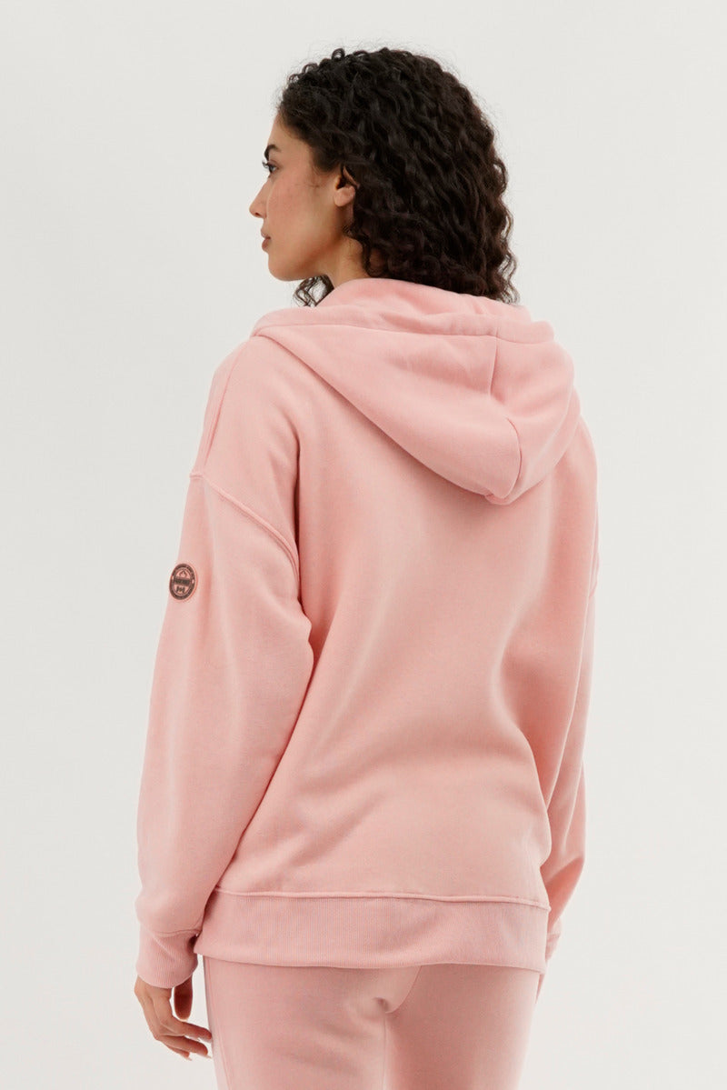 Fahrenheit Zip Up Drop Shoulder Hoodie - Pink