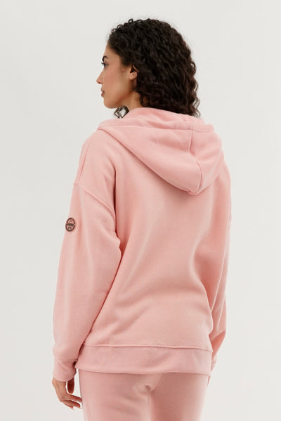 Fahrenheit Zip Up Drop Shoulder Hoodie - Pink