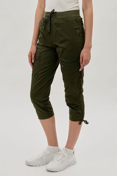 International INC Company Tie Waist Cargo Capris - Olive - Womens Shorts & Capris - Fairweather