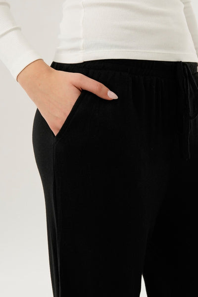 International INC Company Wide Leg Knit Sweatpants - Black - Womens Joggers & Sweatpants - Fairweather