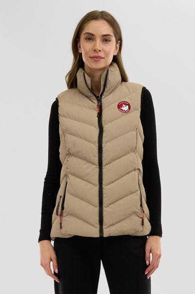 Canada Weather Gear Chevron Bubble Vest - Beige - Womens Vests - Fairweather