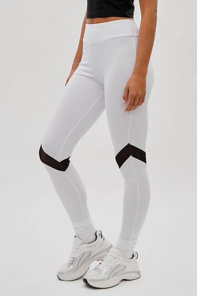 Super Triple Goose Mesh Detail Leggings - White - Womens Leggings - Fairweather