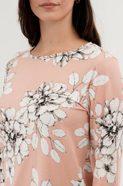 International INC Company Floral 3/4 Sleeve Blouse - Peach - Womens Shirts & Blouses - Fairweather